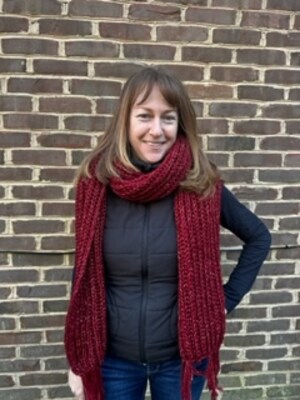 Hand-knit Extra Long (82") Classic Brioche Burgundy Scarf and Beanie Hat Set - image5